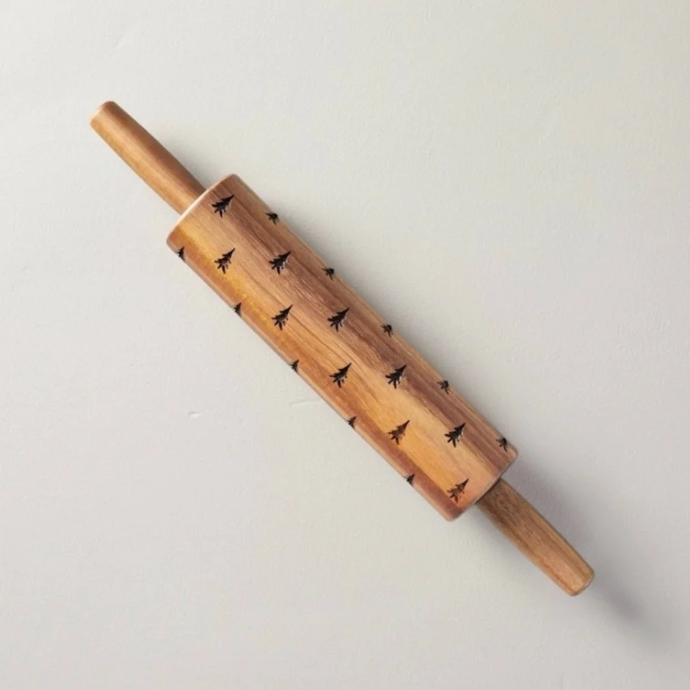 Hearth & Hand Holiday Wooden Christmas Tree Wood Rolling Pin NEW!